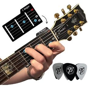 أوتار بطاقة الجيتار مع لهجة اللقطات إصدار فاخر مع حافظة | عازفو الجيتار الذين يستخدمون اليد اليمنى واليسرى (يناسب جميع القيثارات ذات الحجم الكامل) يتعلمون العزف على الأغاني المفضلة لديك في دقائق. in Kuwait