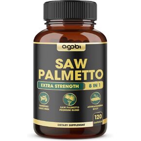 8in1 Saw Palmetto Prostate Support Supplement with Ashwagandha, Turmeric, Ginger, Nettle Leaf, Holy Basil & More - 120 Vegan Capsules for 2 Months in Saudi Arabia