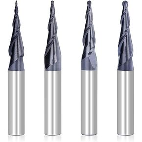 4 قطعة مطحنة نهاية كربيد التنغستن الصلبة R0.25-R1.0 2 فلوت مدبب الكرة مطحنة نهاية الأنف 1/4 "عرقوب CNC تفتق الخشب قاطعة المطحنة المعدنية in Kuwait