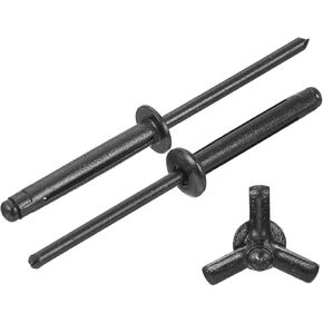 uxcell 60 قطعة 5/32 بوصة × 1 بوصة من الألومنيوم برأس مستدير ثلاثي القبضة، مسامير ثلاثية القبضة متنوعة على شكل لمبة DIY، الصفائح المعدنية، إصلاح السيارات، الأثاث، القوارب البحرية (أسود) in Kuwait