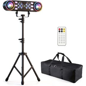 أضواء دي جي مع حامل، 7 في 1 أضواء حفلات دي جي ديسكو تعمل بالصوت وجهاز تحكم عن بعد DMX مع كرة دوارة، ستروب، الأشعة فوق البنفسجية، تأثير ملون لفرقة KTV لحفلات الزفاف مع حقيبة حمل in Kuwait