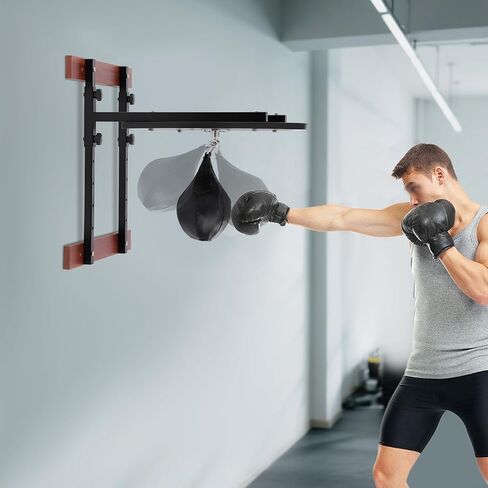 مجموعة منصة حقيبة سرعة مثبتة على الحائط شديدة التحمل، حقيبة سرعة قابلة للتعديل لمعدات تدريب الارتفاع معدات تدريب الملاكمة مع كرة سرعة من البولي يوريثان لصالة الألعاب الرياضية المنزلية in Kuwait