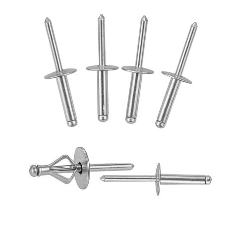 3/16 بوصة * 4/5 بوصة مسامير ألومنيوم كبيرة ثلاثية الطي - مثبتات متشعبة على شكل لمبة ثلاثية القبضة لقوارب الكاياك والبحرية والقوارب والمقطورة والمشروعات اليدوية (50، فضي، مقاس واحد) in Kuwait