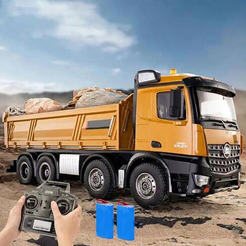 1:14 Scale RC Dump Truck ، 4WD 2.4GHz RC Truck مع مقطورة ، مركبة بناء 12CH RC مع الخفيفة والصوت ، التوجيه رباعي العجلات ، سيارة RC لعبة عيد ميلاد Boy Girl ، in Kuwait