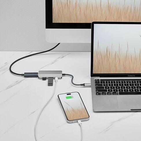 منافذ Insignia USB-C Hub 4 ، HUB 3.0 HUB ، USB C Flitter للكمبيوتر المحمول مع منفذ طاقة Type-C ، موسع USB لـ IMAC Pro ، MacBook Air ، iPad ، الكمبيوتر اللوحي. Windows ، Linux ، Acer PC in Kuwait