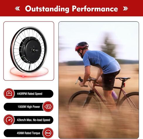 1000W 48V Electric Bike Conversion Kit with LED Display,20"Front Wheel Hub Waterproof Electric Bicycle Hub Motor Conversion Powerful Motor E-Bike Conversion Kit,PAS System&Controller&Thumb Throttle in Kuwait