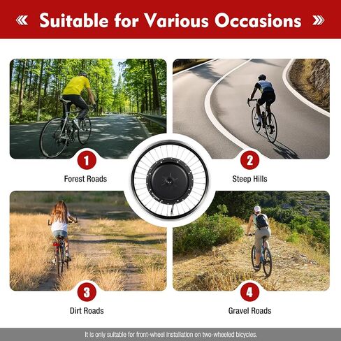 1000W 48V Electric Bike Conversion Kit with LED Display,20"Front Wheel Hub Waterproof Electric Bicycle Hub Motor Conversion Powerful Motor E-Bike Conversion Kit,PAS System&Controller&Thumb Throttle in Kuwait