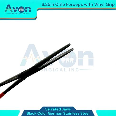 6.25" Multi-Purpose Hemostat Forceps Pliers, Locking, Red Vinyl Grip Handle, Black, German Stainless Steel | Fishing Pliers, Fish Hook Removing, Crafts, Electronics (Set of 2) in Kuwait