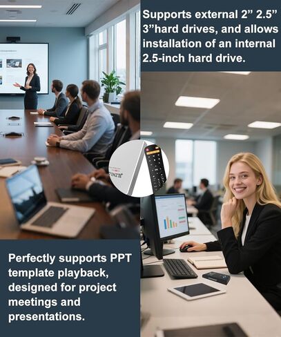 مشغل وسائط بدقة 4K Ultra HD وحاوية محرك أقراص ثابتة 2 في 1 | التشغيل التلقائي والاستئناف | يدعم USB، MicroSD، 2.5 بوصة/3.5 بوصة SATA HDD | تشغيل H.265، H.264، MP4، MKV للافتات الرقمية والفيديو المنزلي in Kuwait