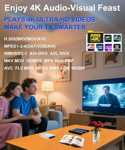 مشغل وسائط بدقة 4K Ultra HD وحاوية محرك أقراص ثابتة 2 في 1 | التشغيل التلقائي والاستئناف | يدعم USB، MicroSD، 2.5 بوصة/3.5 بوصة SATA HDD | تشغيل H.265، H.264، MP4، MKV للافتات الرقمية والفيديو المنزلي in Kuwait