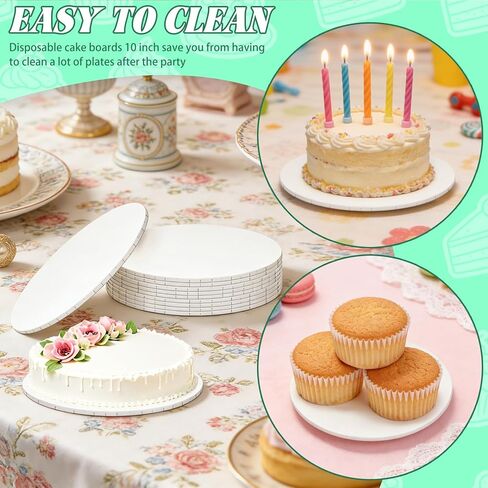 10 عبوات من براميل الكيك مقاس 8 بوصات، 1/4 بوصة من ألواح الكيك السميكة من الورق المقوى الأبيض ودوائر مموجة قوية وقاعدة صينية أطباق مصنفة للطعام لوازم تزيين لحفلات الزفاف وأعياد الميلاد وعيد الأم in Kuwait