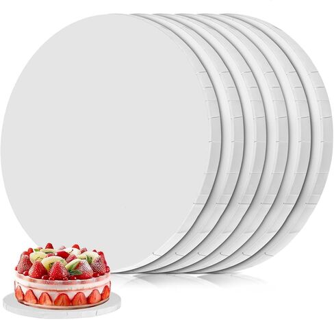 WSSROGY 2 PCS 12 Inch Round Cake Boards Drums with Smooth Edges, 1/2 Inch Thick White Food Grade Cake Cardboard Base for Baking Decorating in Kuwait