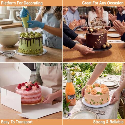 أسطوانة كيك مقاس 1/4 بوصة مقاس 12 بوصة باللون الأبيض والفضي والذهبي والأسود (12 عبوة) | حلقات من لوح الكيك بسمك 0.25 بوصة | دوائر كيك قوية وغير ملحومة ومقاومة للدهون لتقديم الكعك الثقيل in Kuwait