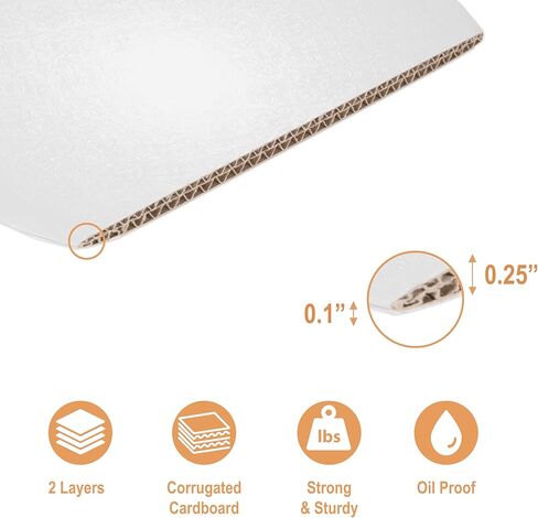 أسطوانة كيك مقاس 1/4 بوصة مقاس 12 بوصة باللون الأبيض والفضي والذهبي والأسود (12 عبوة) | حلقات من لوح الكيك بسمك 0.25 بوصة | دوائر كيك قوية وغير ملحومة ومقاومة للدهون لتقديم الكعك الثقيل in Kuwait