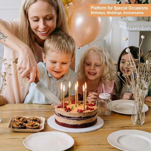 أسطوانة كيك مقاس 1/4 بوصة مقاس 12 بوصة باللون الأبيض والفضي والذهبي والأسود (12 عبوة) | حلقات من لوح الكيك بسمك 0.25 بوصة | دوائر كيك قوية وغير ملحومة ومقاومة للدهون لتقديم الكعك الثقيل in Kuwait