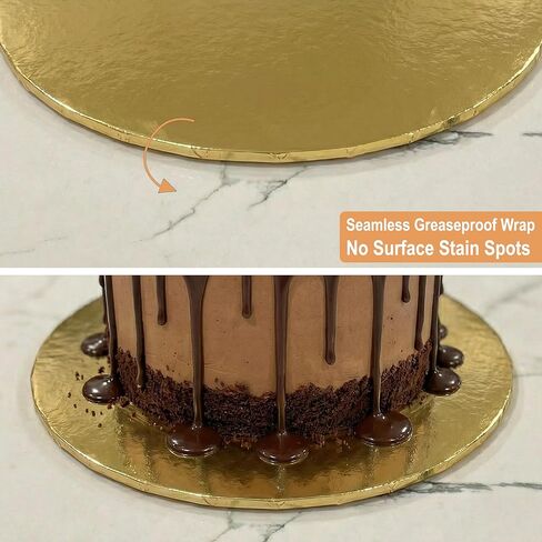 أسطوانة كيك مقاس 1/4 بوصة مقاس 12 بوصة باللون الأبيض والفضي والذهبي والأسود (12 عبوة) | حلقات من لوح الكيك بسمك 0.25 بوصة | دوائر كيك قوية وغير ملحومة ومقاومة للدهون لتقديم الكعك الثقيل in Kuwait
