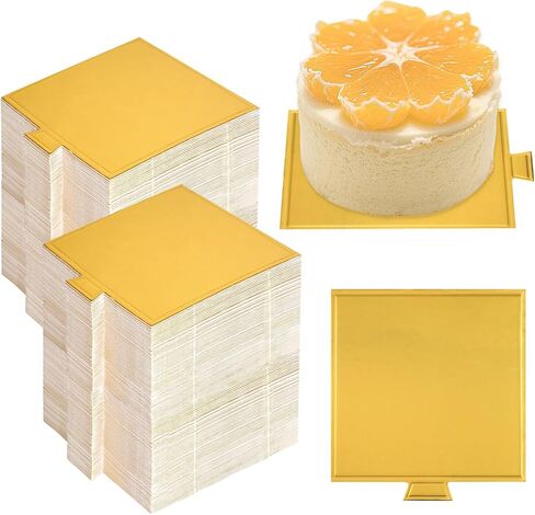 100 Pcs Mini Cake Boards 3 inch Gold Square Base Paper Cupcake Dessert Plates for Wedding Birthday Party Baby Shower in Saudi Arabia