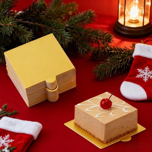 100 Pcs Mini Cake Boards 3 inch Gold Square Base Paper Cupcake Dessert Plates for Wedding Birthday Party Baby Shower in Saudi Arabia