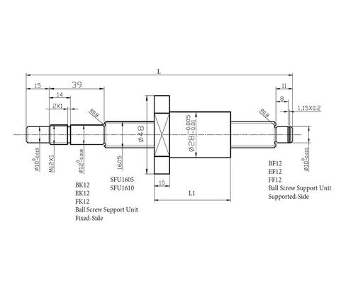 SFU1605 Ball Screw 300mm + BKBF12 end Support Block + 1605 nut housing + 4PCS R16 Linear Guide Support + R16UU(1605-1500 SBR16-1500) in Saudi Arabia