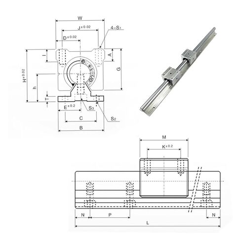 SFU1605 Ball Screw 300mm + BKBF12 end Support Block + 1605 nut housing + 4PCS R16 Linear Guide Support + R16UU(1605-1500 SBR16-1500) in Saudi Arabia