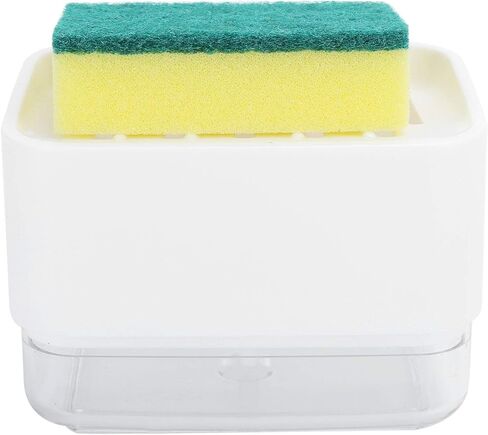 Automatic Liquid Soap Dispenser for Kitchen, Press Type Dish Soap Pump with Sponge Holder, Countertop Cleaning Supplies in Saudi Arabia
