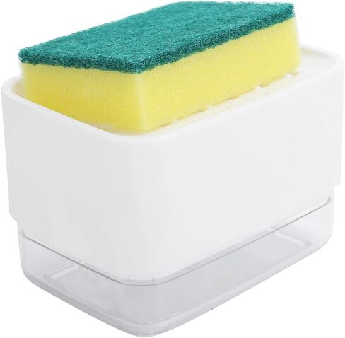 Automatic Liquid Soap Dispenser for Kitchen, Press Type Dish Soap Pump with Sponge Holder, Countertop Cleaning Supplies in Saudi Arabia