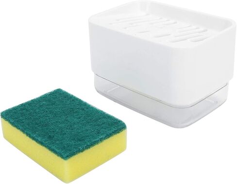 Automatic Liquid Soap Dispenser for Kitchen, Press Type Dish Soap Pump with Sponge Holder, Countertop Cleaning Supplies in Saudi Arabia