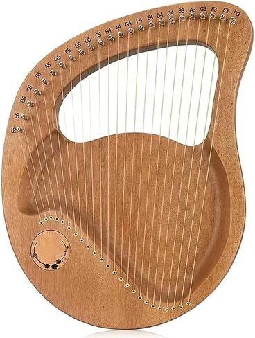 24-String Lyre Harp, Solid Mahogany Wood, for Beginners, Adults, Children's Music Lover, with Tuning Binder, Replacement String and Musical Tutorial(C) in Kuwait