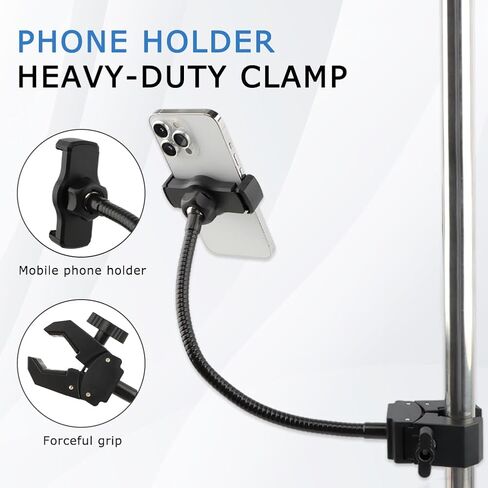 Mic Stand Phone Holder,11.81" Long Flexible Gooseneck Arm,360°Adjustable Phon e Holder for Microphone Stand, Phone Music Stand Holder for iPhone, Samsun g Galax-y and more in Saudi Arabia