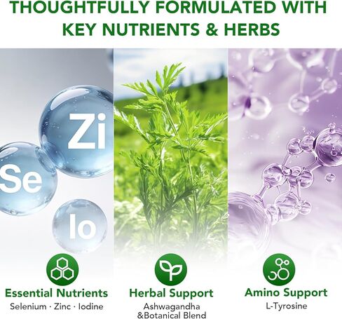 Actora Thyroid Support Liquid Drops, Kindled Thyroid Support Drops with Selenium Zinc Lodine L-Tyrosine Ashwagandha for Hormone Balance - Mood & Energy Supplement - 4 fl. oz. (120mL) in Saudi Arabia
