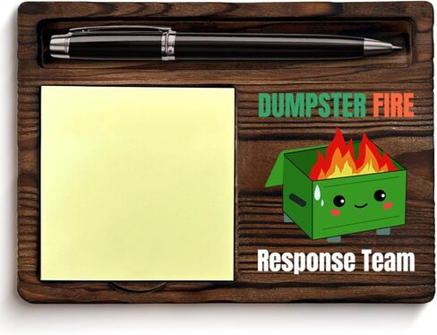 Dumpster Fire Sticky Note Holder Funny Gag Office Gifts for Boss Coworkers Employee Teammates, Dumpster Fire Response Team Post It Note Dispenser for Office Cubicle Desk Decor in Kuwait