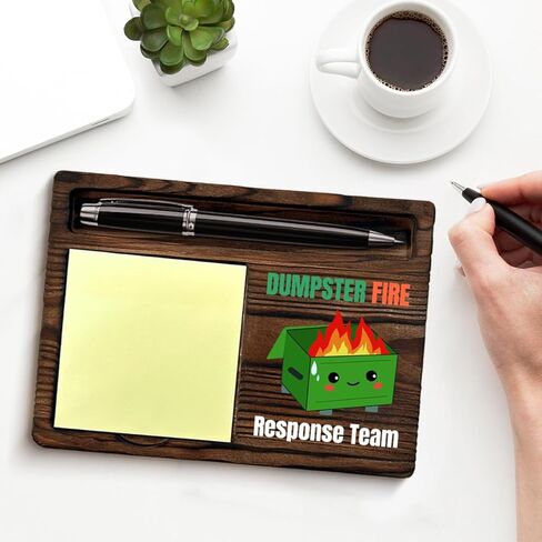 Dumpster Fire Sticky Note Holder Funny Gag Office Gifts for Boss Coworkers Employee Teammates, Dumpster Fire Response Team Post It Note Dispenser for Office Cubicle Desk Decor in Kuwait