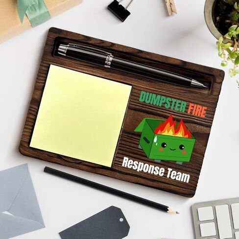 Dumpster Fire Sticky Note Holder Funny Gag Office Gifts for Boss Coworkers Employee Teammates, Dumpster Fire Response Team Post It Note Dispenser for Office Cubicle Desk Decor in Kuwait