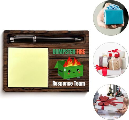 Dumpster Fire Sticky Note Holder Funny Gag Office Gifts for Boss Coworkers Employee Teammates, Dumpster Fire Response Team Post It Note Dispenser for Office Cubicle Desk Decor in Kuwait