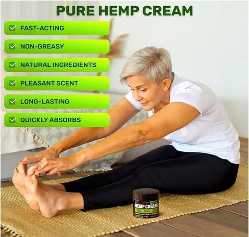 Generic Natural Hemp Cream for Muscles, Joints, Back, Knees, Neck, Fingers, Elbows - High Strength Hemp Oil Extract with Arnica, Emu Oil, Turmeric - Made in The USA in Saudi Arabia