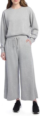 Danskin Women's 2 Piece Pique Luxe Crew Neck Pullover Gaucho Lounge Set in Saudi Arabia