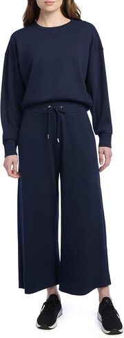 Danskin Women's 2 Piece Pique Luxe Crew Neck Pullover Gaucho Lounge Set in Saudi Arabia