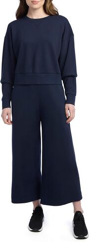 Danskin Women's 2 Piece Pique Luxe Crew Neck Pullover Gaucho Lounge Set in Saudi Arabia