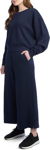 Danskin Women's 2 Piece Pique Luxe Crew Neck Pullover Gaucho Lounge Set in Saudi Arabia