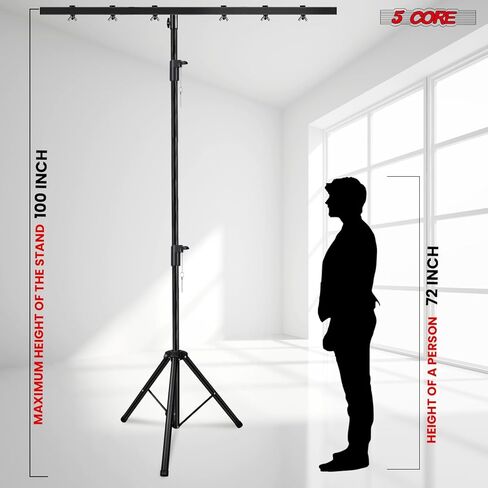 5 أساسيات DJ Light Stand نظام تروس إضاءة المسرح ارتفاع قابل للتعديل من 39 إلى 100 بوصة حامل T بار للخدمة الشاقة محمول لرحلة الإضاءة الطويلة in Saudi Arabia