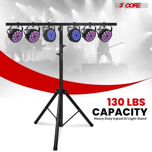 5 أساسيات DJ Light Stand نظام تروس إضاءة المسرح ارتفاع قابل للتعديل من 39 إلى 100 بوصة حامل T بار للخدمة الشاقة محمول لرحلة الإضاءة الطويلة in Saudi Arabia