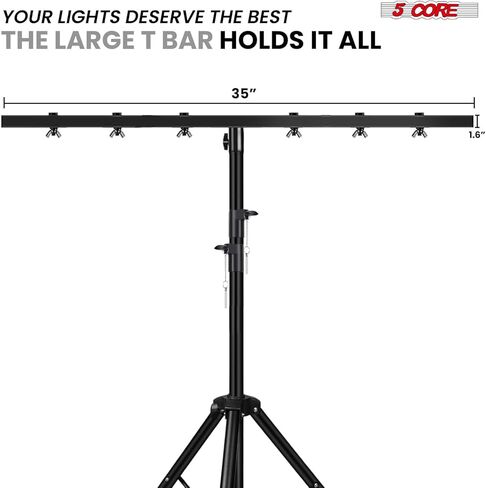 5 أساسيات DJ Light Stand نظام تروس إضاءة المسرح ارتفاع قابل للتعديل من 39 إلى 100 بوصة حامل T بار للخدمة الشاقة محمول لرحلة الإضاءة الطويلة in Saudi Arabia