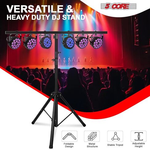 5 أساسيات DJ Light Stand نظام تروس إضاءة المسرح ارتفاع قابل للتعديل من 39 إلى 100 بوصة حامل T بار للخدمة الشاقة محمول لرحلة الإضاءة الطويلة in Saudi Arabia