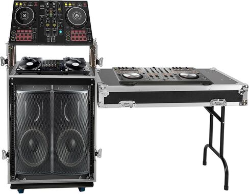 حامل/حقيبة طريق 14U PA DJ مع سطح طاولة DJ بطبقتين، و14 حقيبة رف مساحة مع سطح خلاط مائل وعجلات، وتخزين المعدات الإلكترونية من الدرجة الاحترافية in Kuwait