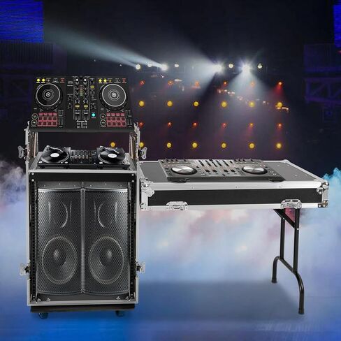 حامل/حقيبة طريق 14U PA DJ مع سطح طاولة DJ بطبقتين، و14 حقيبة رف مساحة مع سطح خلاط مائل وعجلات، وتخزين المعدات الإلكترونية من الدرجة الاحترافية in Kuwait