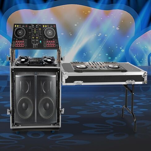حامل/حقيبة طريق 14U PA DJ مع سطح طاولة DJ بطبقتين، و14 حقيبة رف مساحة مع سطح خلاط مائل وعجلات، وتخزين المعدات الإلكترونية من الدرجة الاحترافية in Kuwait