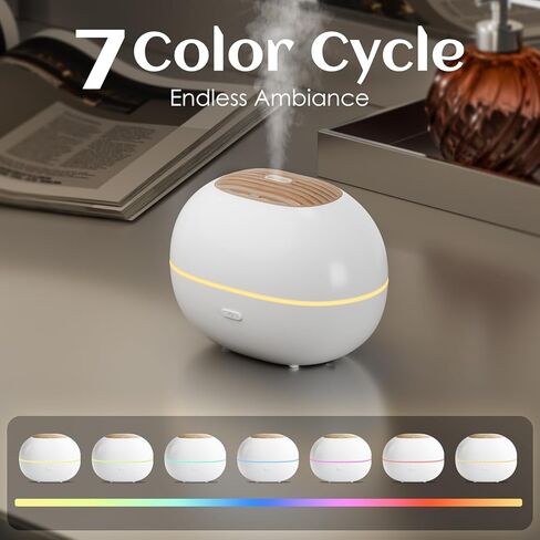 Soulorigin 100ml Mini Essential Oil Diffuser, Portable Aromatherapy Diffuser with Warm Light, One-Button Control, Auto Shut-Off, Quiet Ultrasonic Mist for Home, Travel, Yoga, Meditation (White) in Saudi Arabia