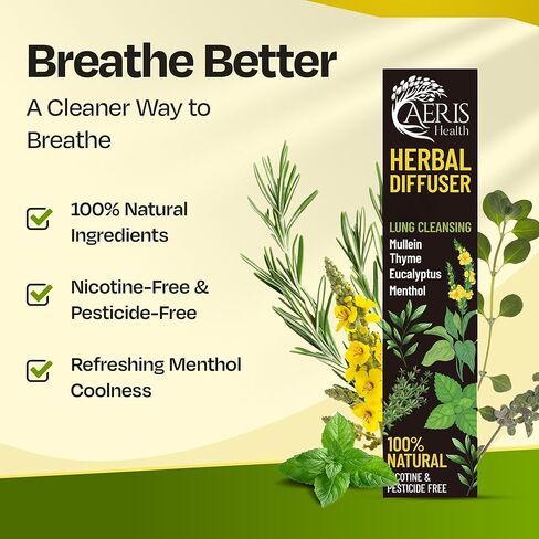 قلم نشر الروائح العلاجية بالأعشاب من مولين – جهاز العلاج العطري النباتي | مزيج طبيعي مع المولين والزعتر والأوكالبتوس والمنثول | رائحة نظيفة ومنعشة | لا إضافات صناعية in Kuwait