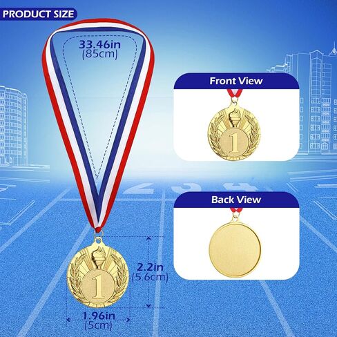 Hianjoo 12 Pcs Gold Medals for Awards, 1st Place Award Medal for Teens Adults, Torch Metal Award Medals with Neck Ribbons for Tournaments, Competitions, Sports, 2 inch in Saudi Arabia