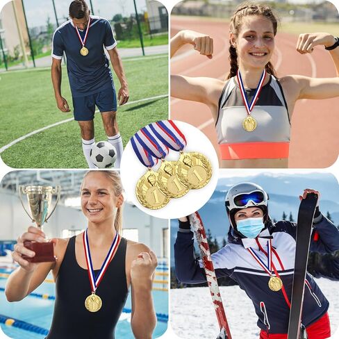 Hianjoo 12 Pcs Gold Medals for Awards, 1st Place Award Medal for Teens Adults, Torch Metal Award Medals with Neck Ribbons for Tournaments, Competitions, Sports, 2 inch in Saudi Arabia